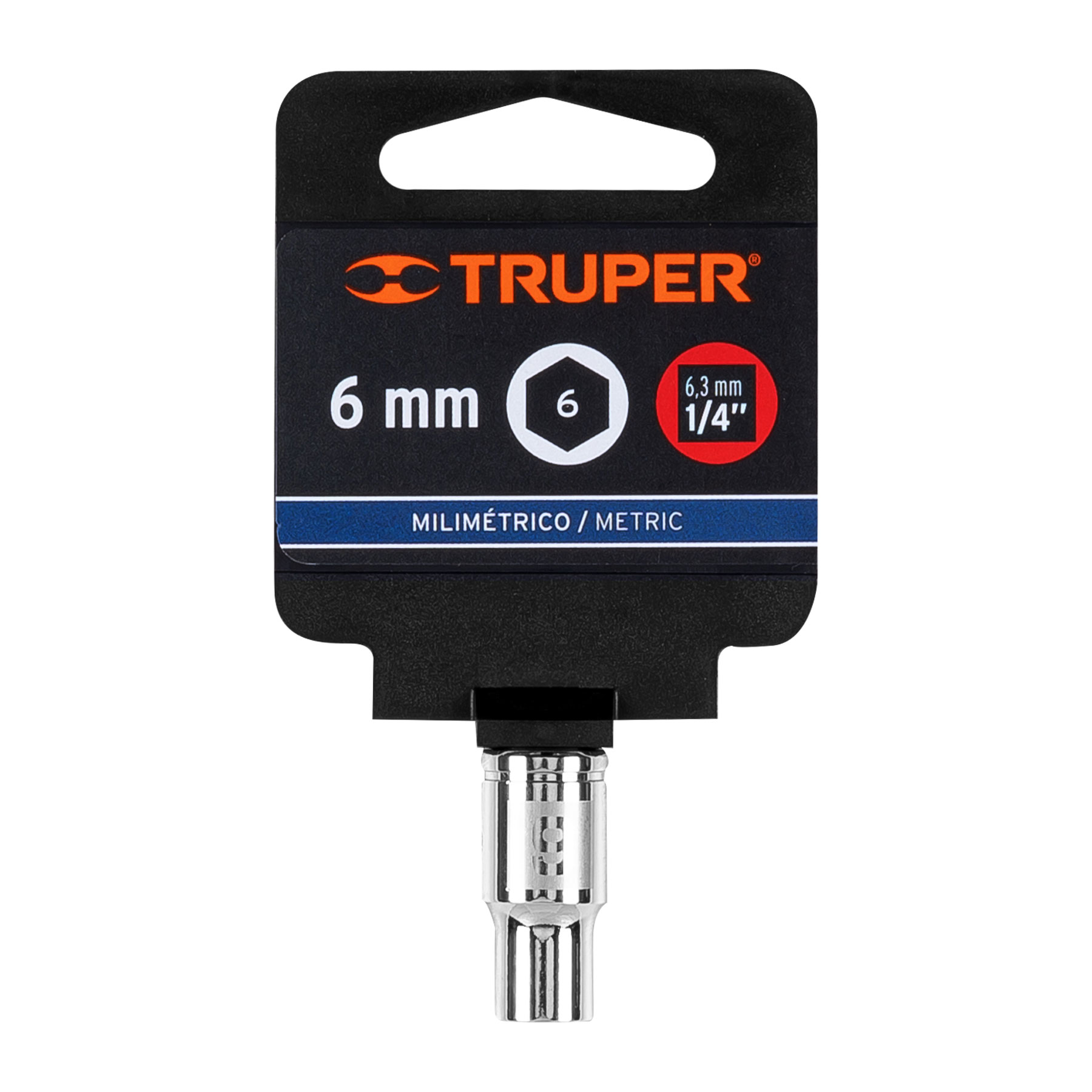 D-1406-M+E1 DADO DE 6MM, 6 PUNTAS, CUADRO 1/4" TRUPER D-1406M