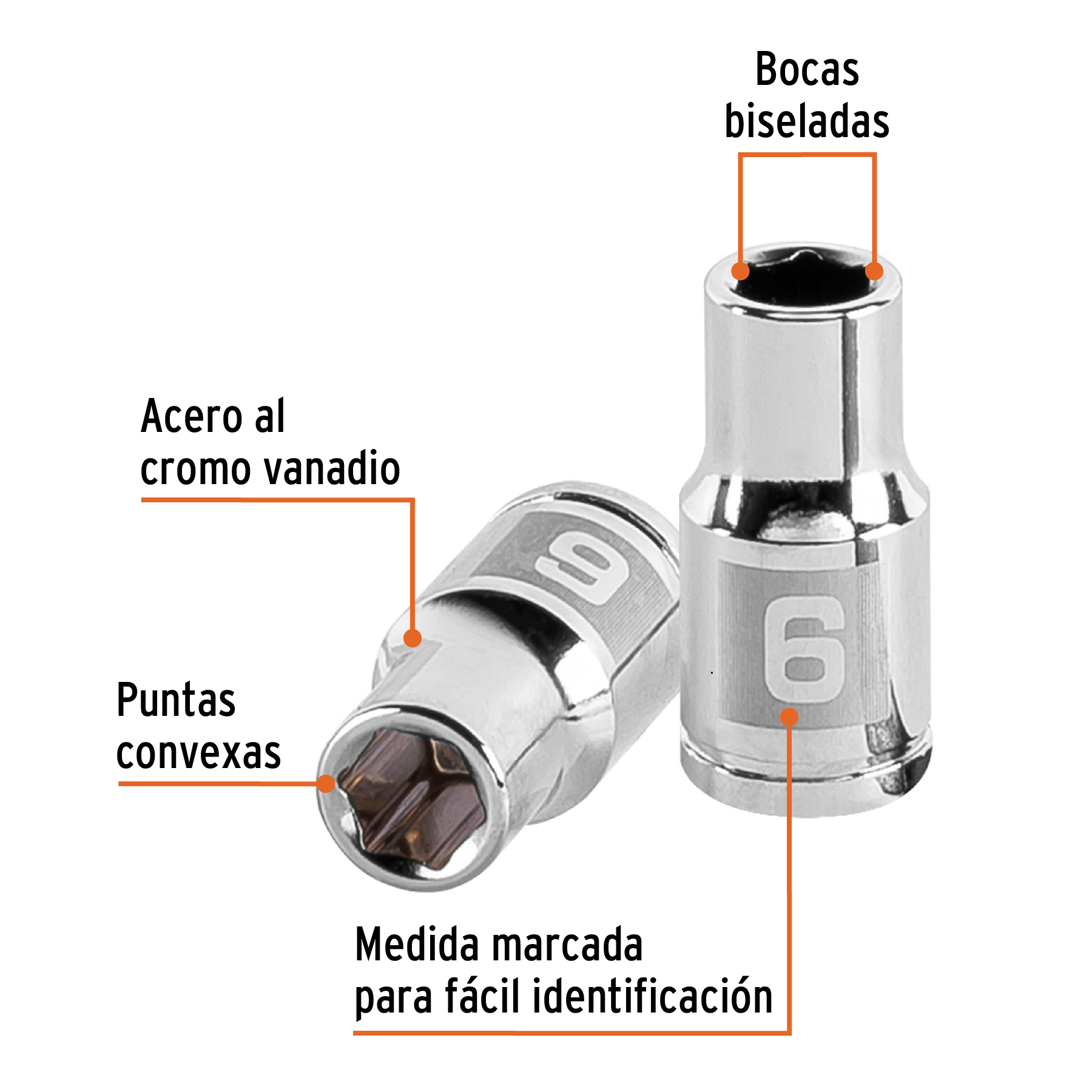 D-1406-M+FC1 DADO DE 6MM, 6 PUNTAS, CUADRO 1/4" TRUPER D-1406M - Imagen 2