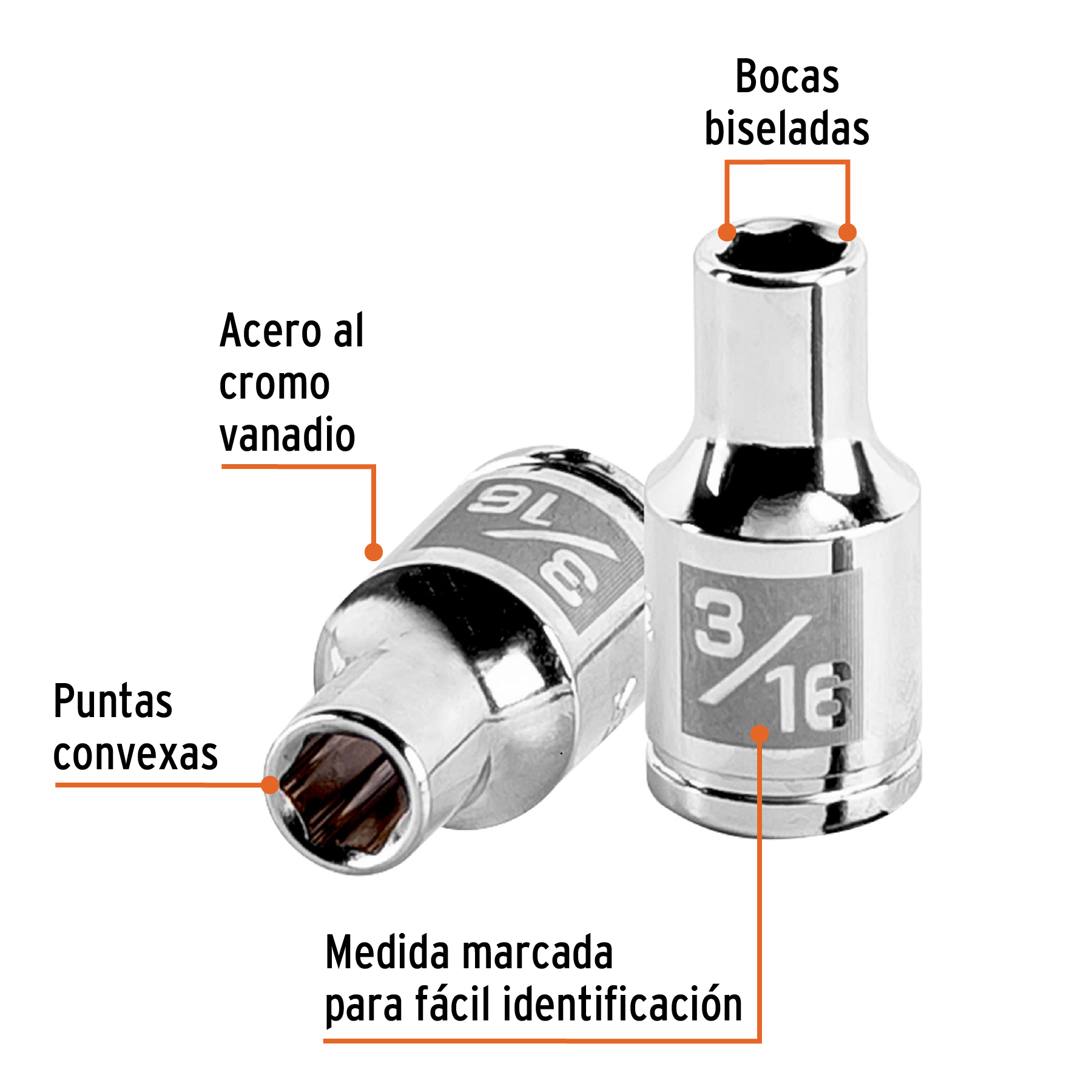 D-1406+FC1 DADO DE 3/16", 6 PUNTAS, CUADRO 1/4" TRUPER D-1406 - Imagen 2