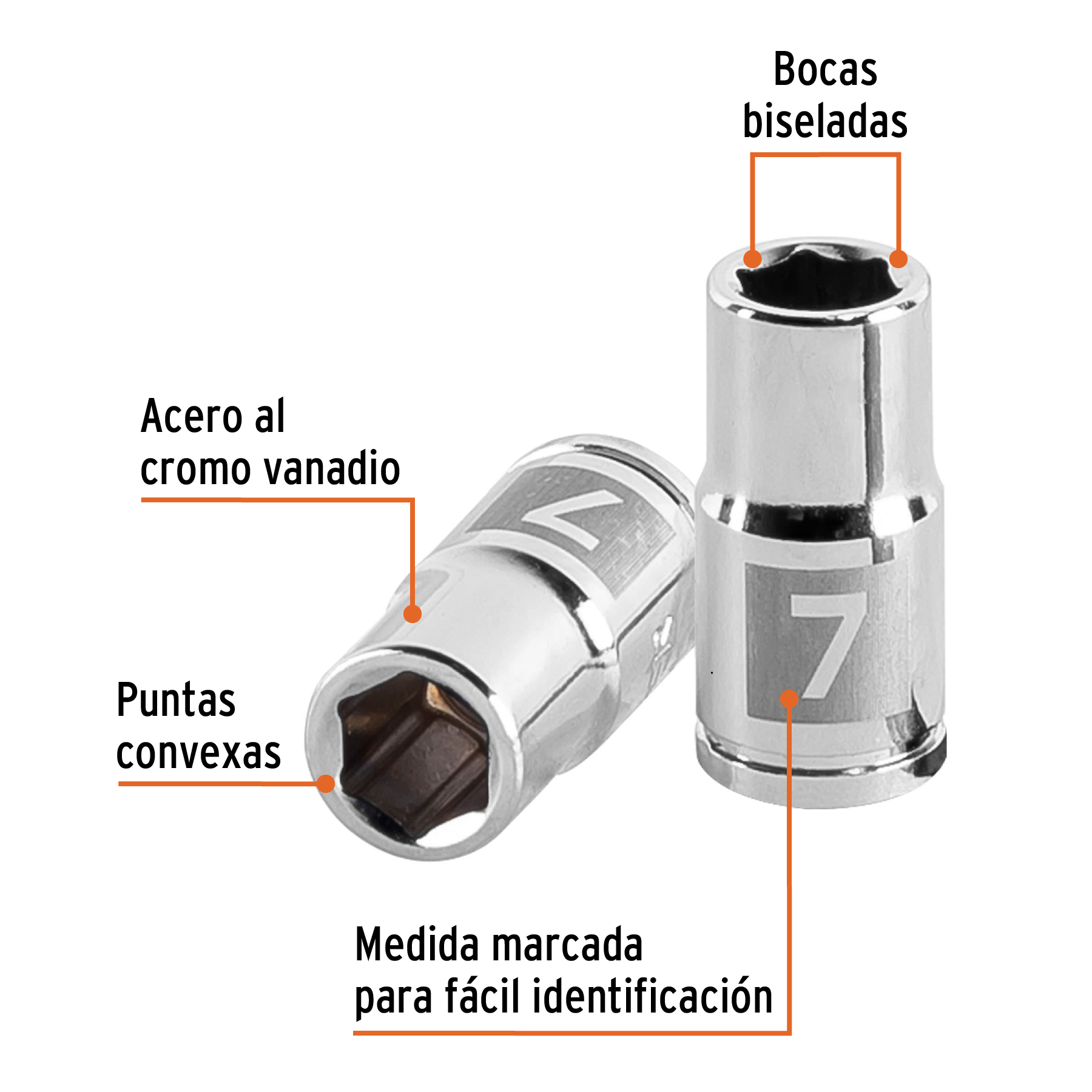D-1407-M+FC1 DADO DE 7MM, 6 PUNTAS, CUADRO 1/4 TRUPER D-1407M - Imagen 2