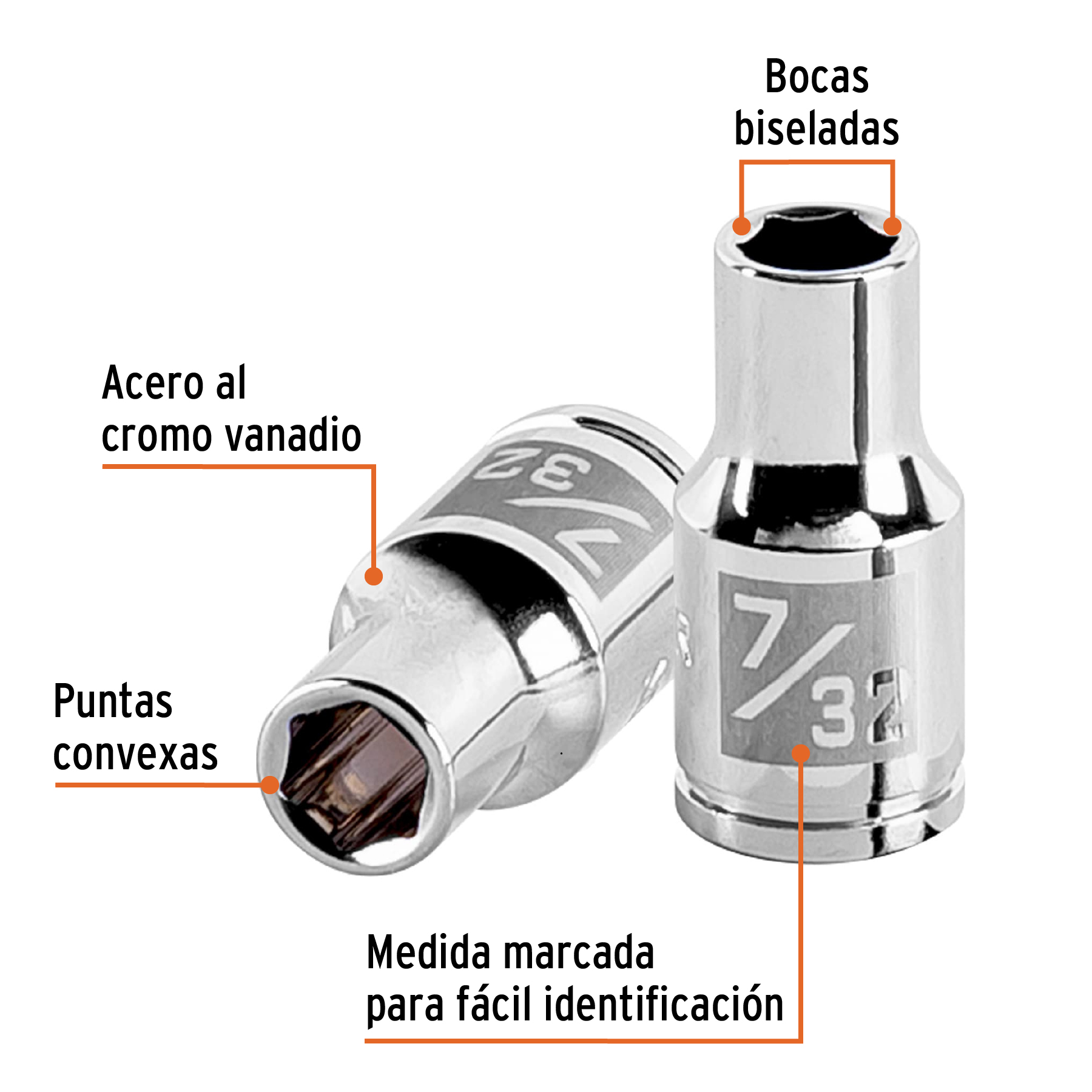 D-1407+FC1 DADO DE 7/32", 6 PUNTAS,CUADRO 1/4" - Imagen 2