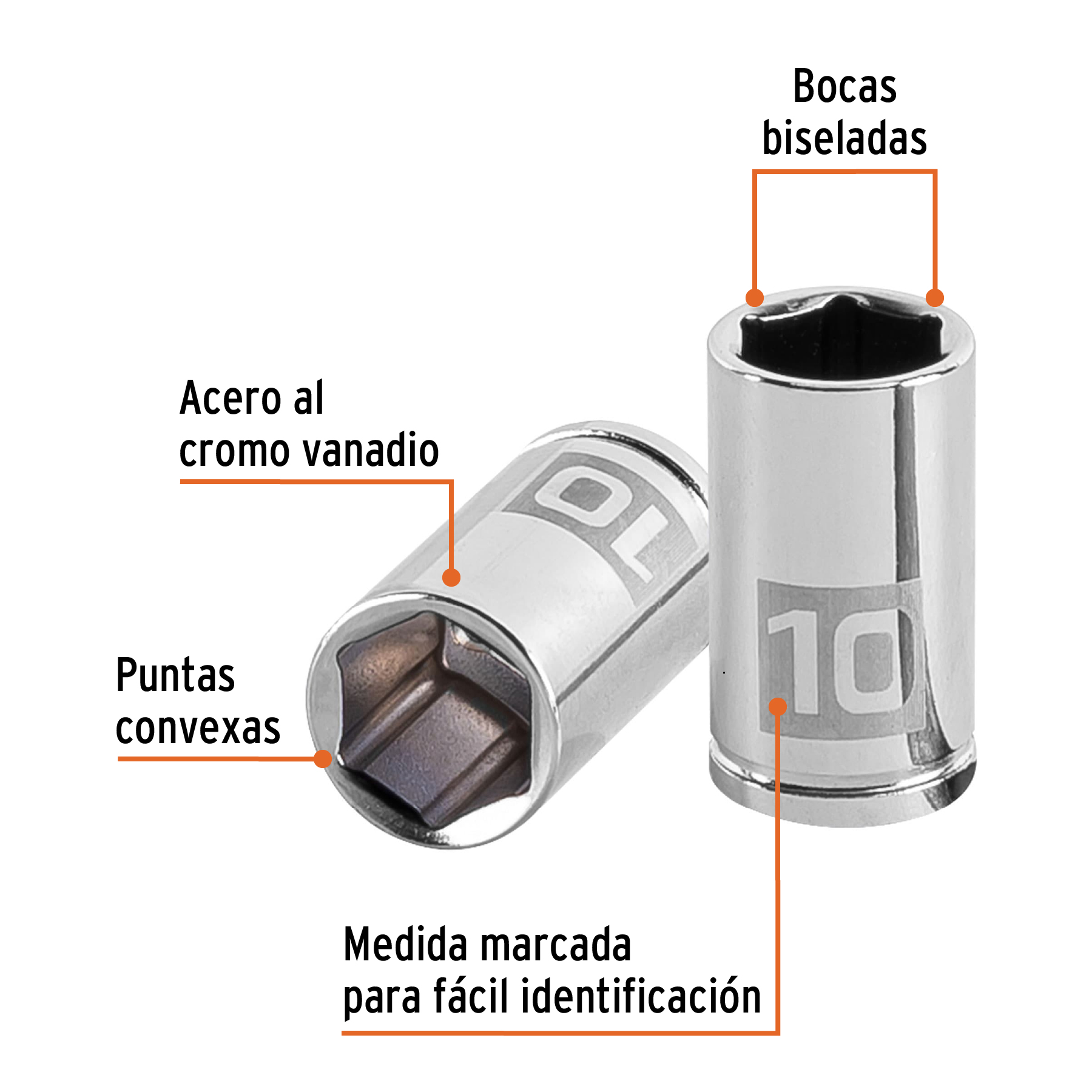 D-1410-M+FC1 DADO DE 10MM, 6 PUNTAS, CUADRO 1/4" TRUPER D-1410M - Imagen 2