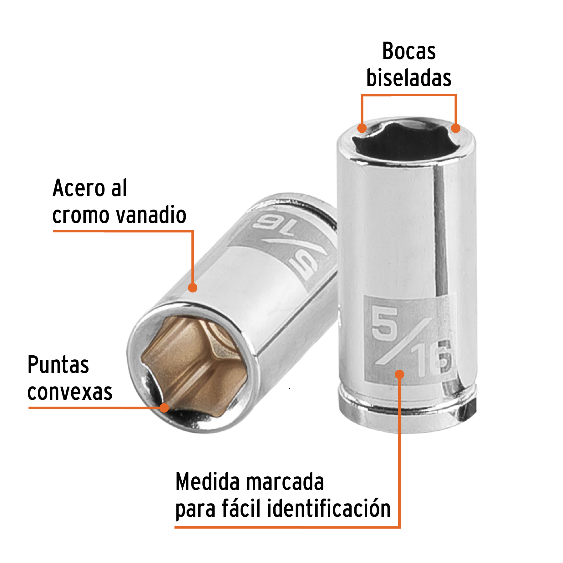 D-1410+FC1 DADO DE 5/16", 6 PUNTAS, CUADRO 1/4" TRUPER D-1410 - Imagen 2