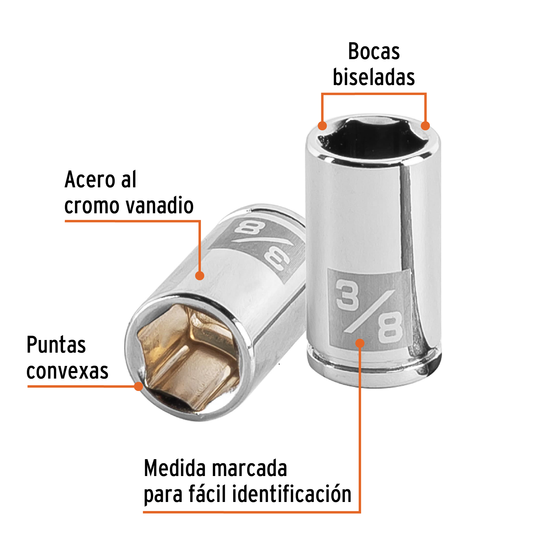 D-1412+FC1 DADO DE 3/8", 6 PUNTAS, CUADRO 1/4" D-1412 - Imagen 2