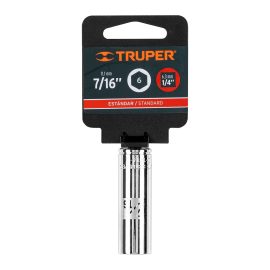 DADO LARGO DE 7/16", 6 PUNTAS, CUADRO 1/4" TRUPER-1414L