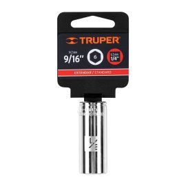 DADO LARGO 9/16" 6 PUNTAS, CUADRO 1/4 TRUPER D-1418L