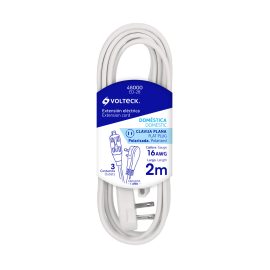 EXTENCIÓN ELECTRICA DOMESTICA 2m BLANCA CON CLAVIJA PLANA VOLTECK ED-2B