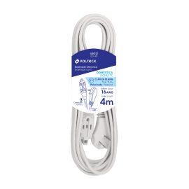 EXTENCIÓN ELECTRICA DOMESTICA 4m BLANCA CON CLAVIJA PLANA VOLTECK ED-4B