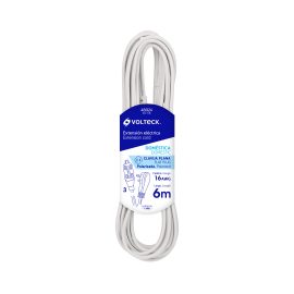 EXTENCIÓN ELECTRICA DOMESTICA 6m BLANCA CLAVIJA PLANA VOLTECK ED-6