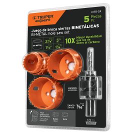 Juego de 4 broca sierras BIMETALICAS y 1 mandril KITB-5X TRUPER