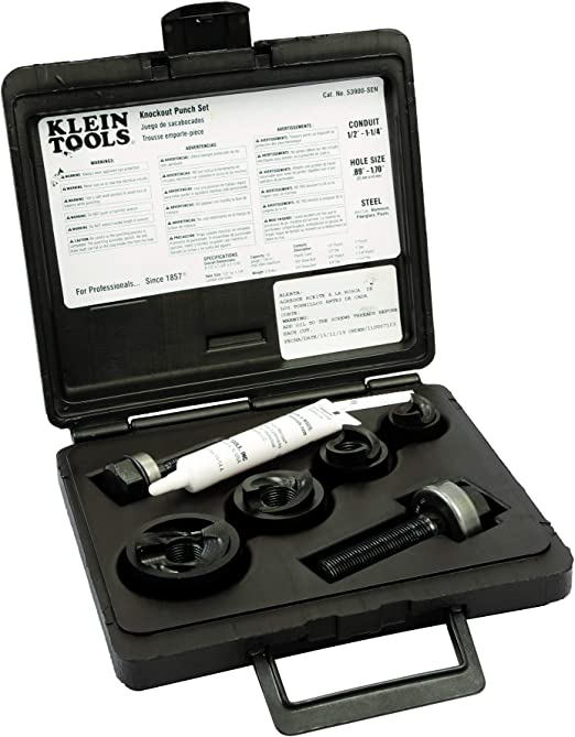 klein tols Klein Tools 53900-SEN Juego 4 sacabocados 1/2" a 1 1/4" con estuche